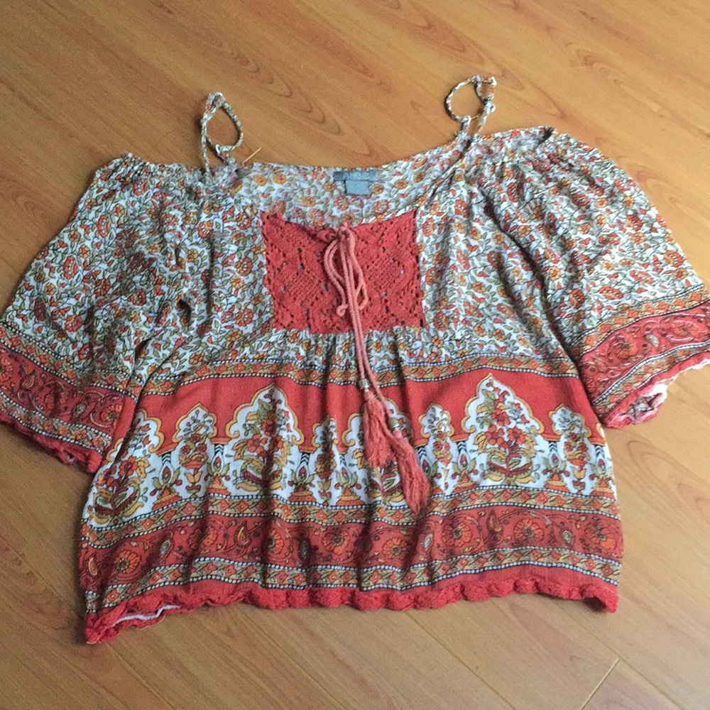 Angie Floral Cold Shoulder Top